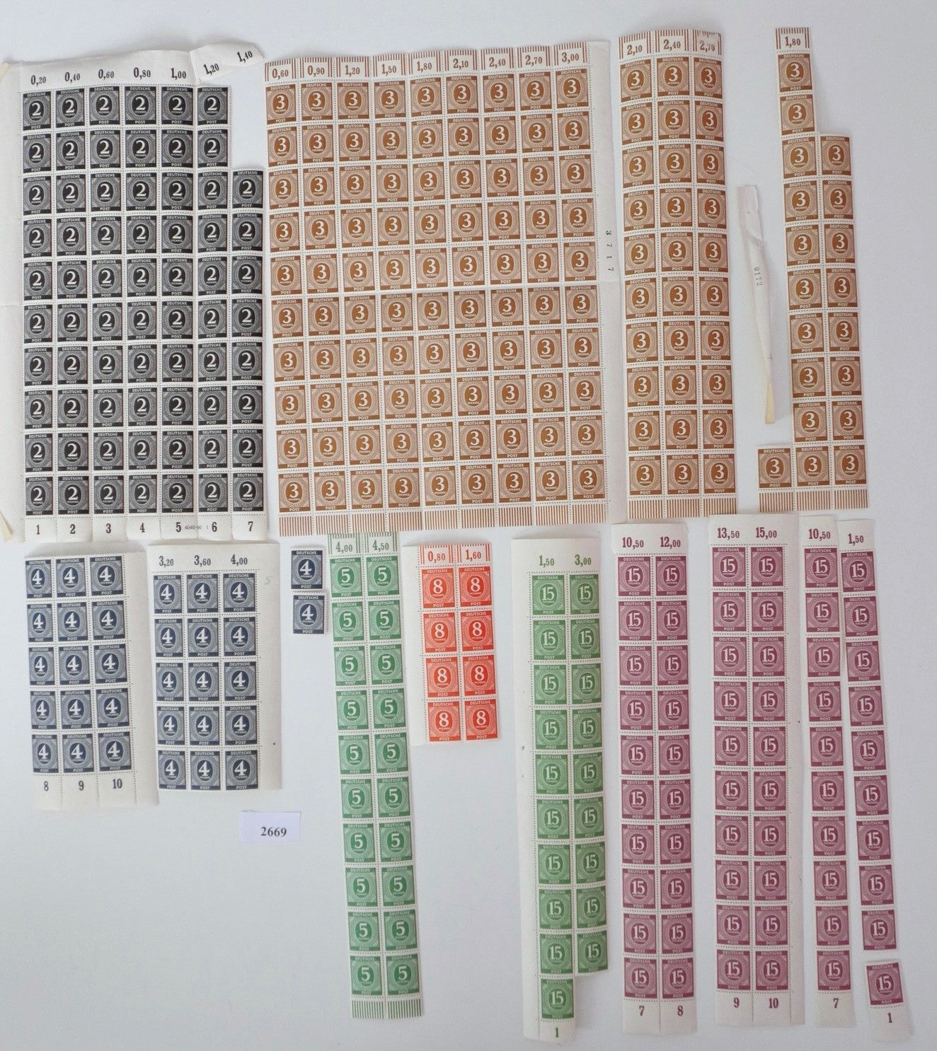 Konvolut Deutsche Post Ziffernserie 1946 1947 Bögen Einheiten Postfrisch Bogen