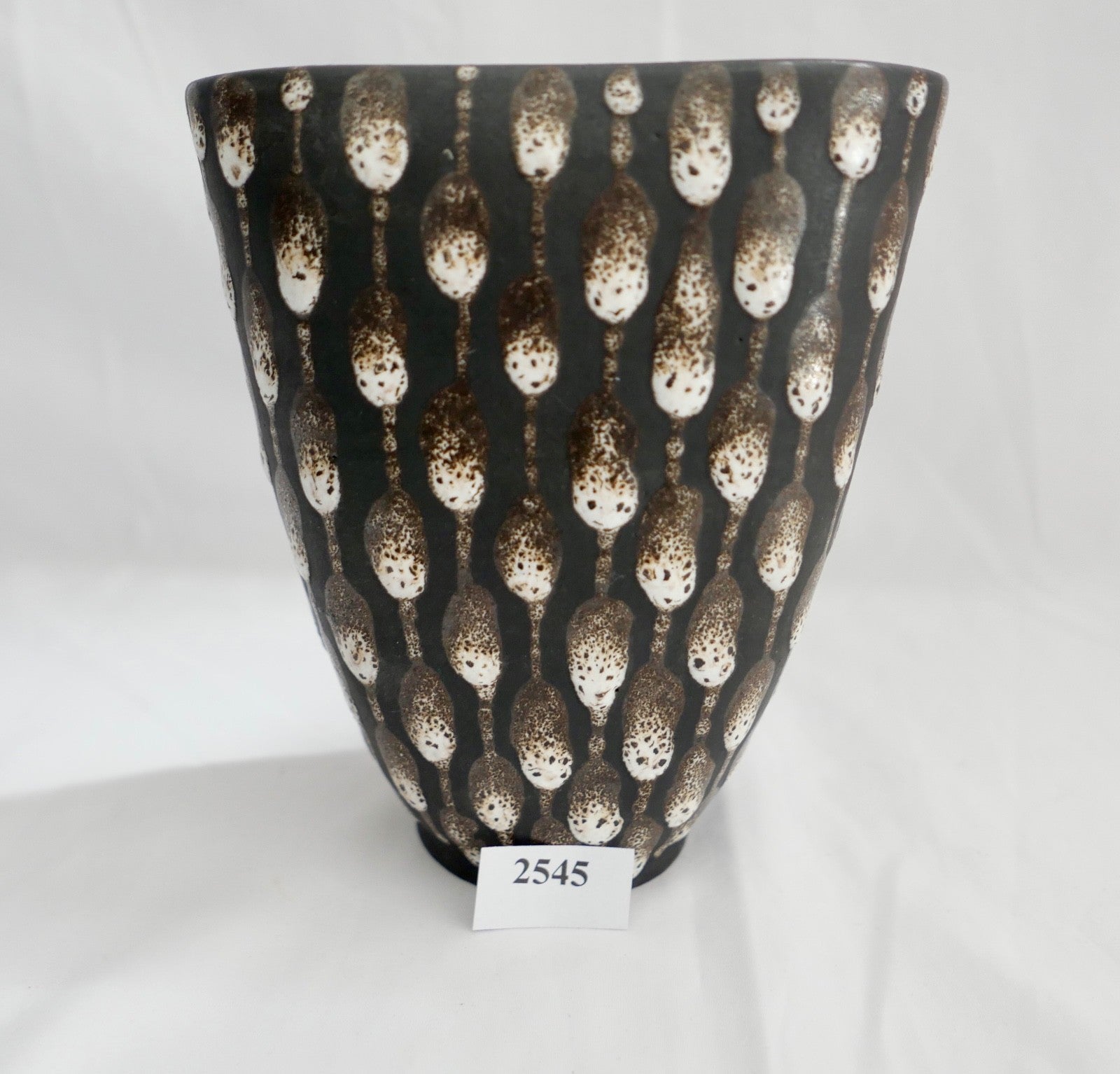 1960er 1970er Keramik Monika Maetzel Blumenvase in schwarz weiß 17 cm Dänemark
