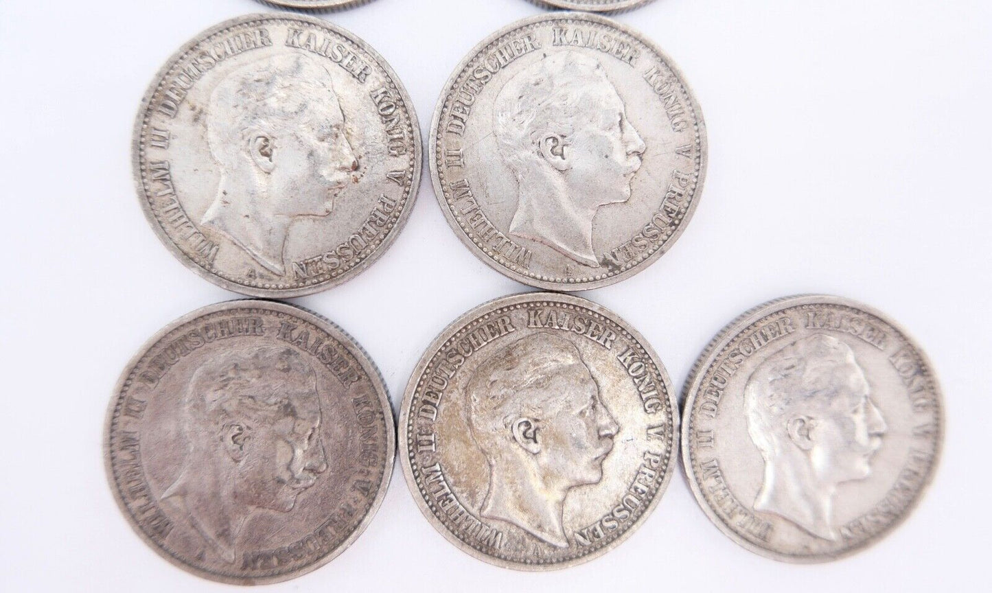 7x 2 Mark Wilhelm II Kaiser & König von Preußen Jäger J.102