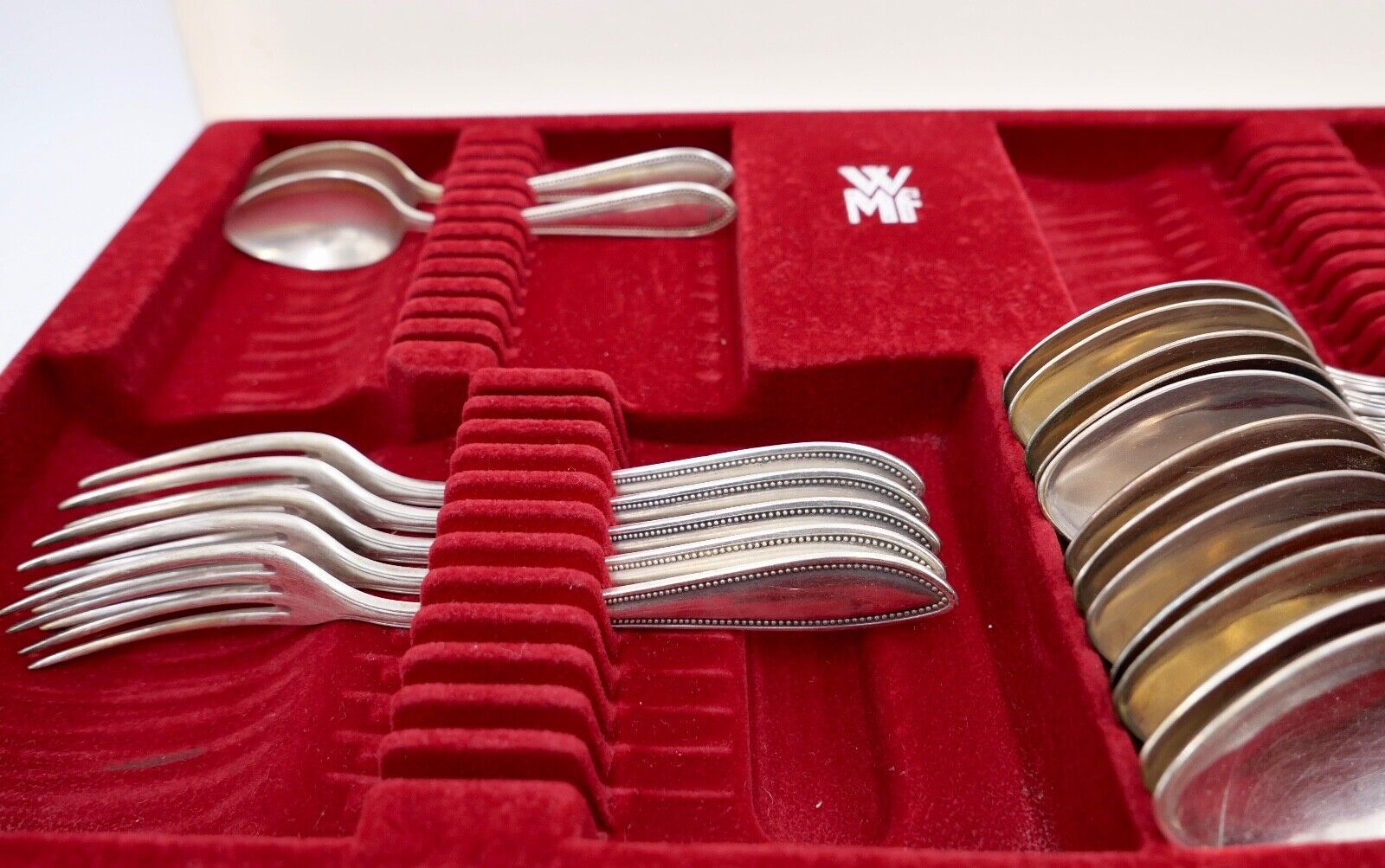 29 tlg. 90er ähnl. WMF 500 Perlrand cutlery Besteck Gabel Löffel Schöpfer Set