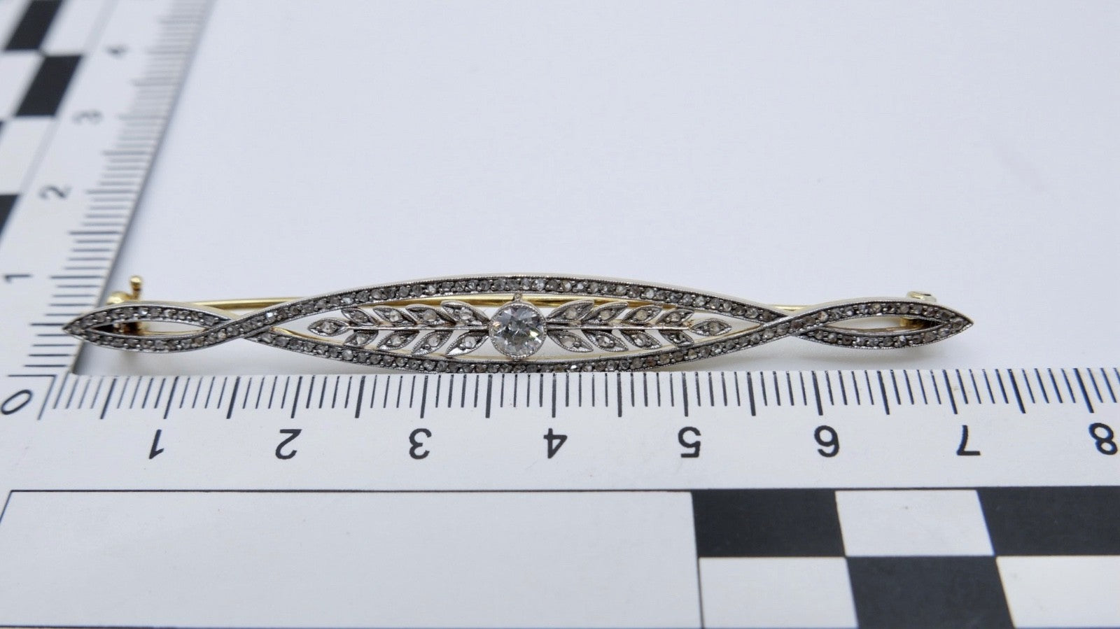 Floral antik Jugendstil Brosche Diamant 750 Gold Platin Altschliff Rosen 1,04Ctw