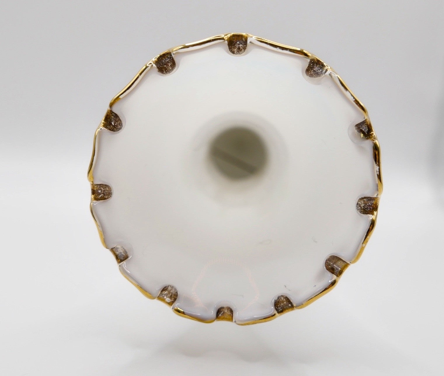 kleine Glas Vase Murano oder böhmisch 21,5 cm Gold Blumen sehr dekorativ