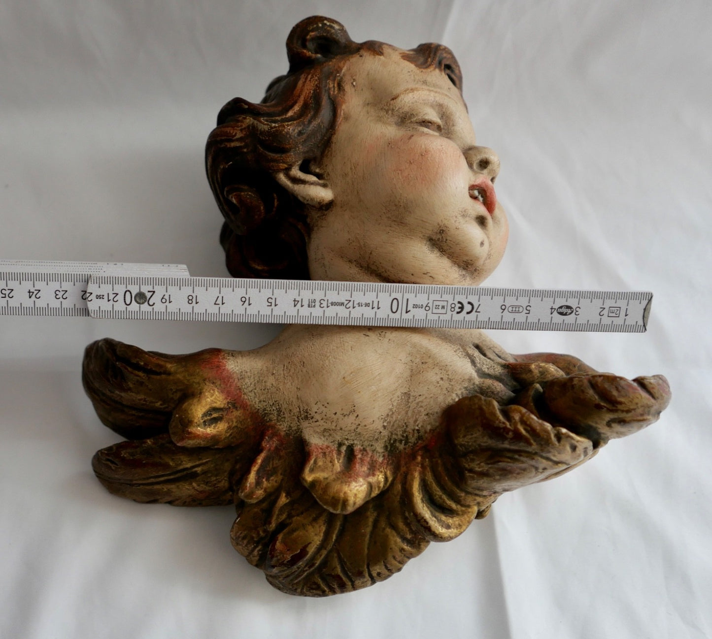 Großer Engelkopf farbig Puttenkopf Putti aus Achatit nach Ignaz Günther