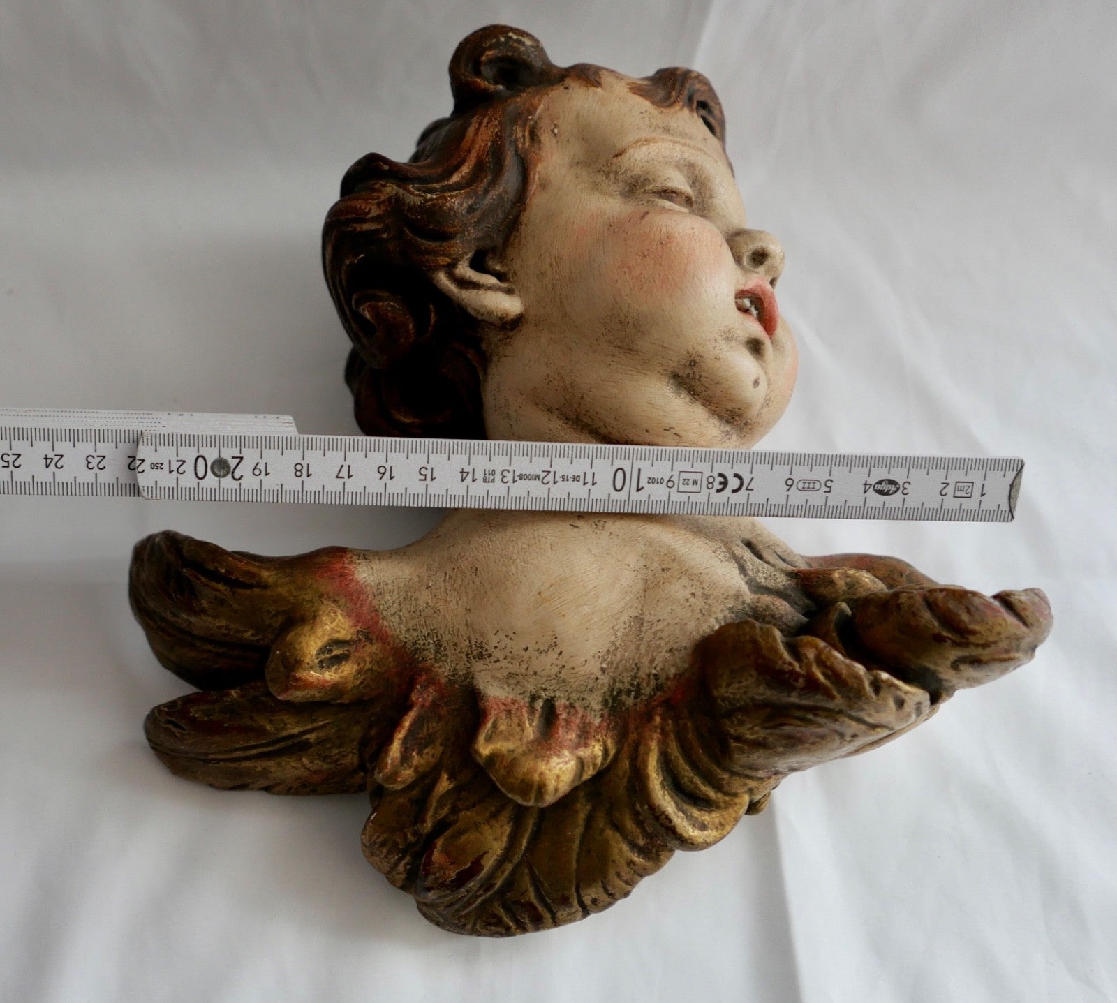 Großer Engelkopf farbig Puttenkopf Putti aus Achatit nach Ignaz Günther