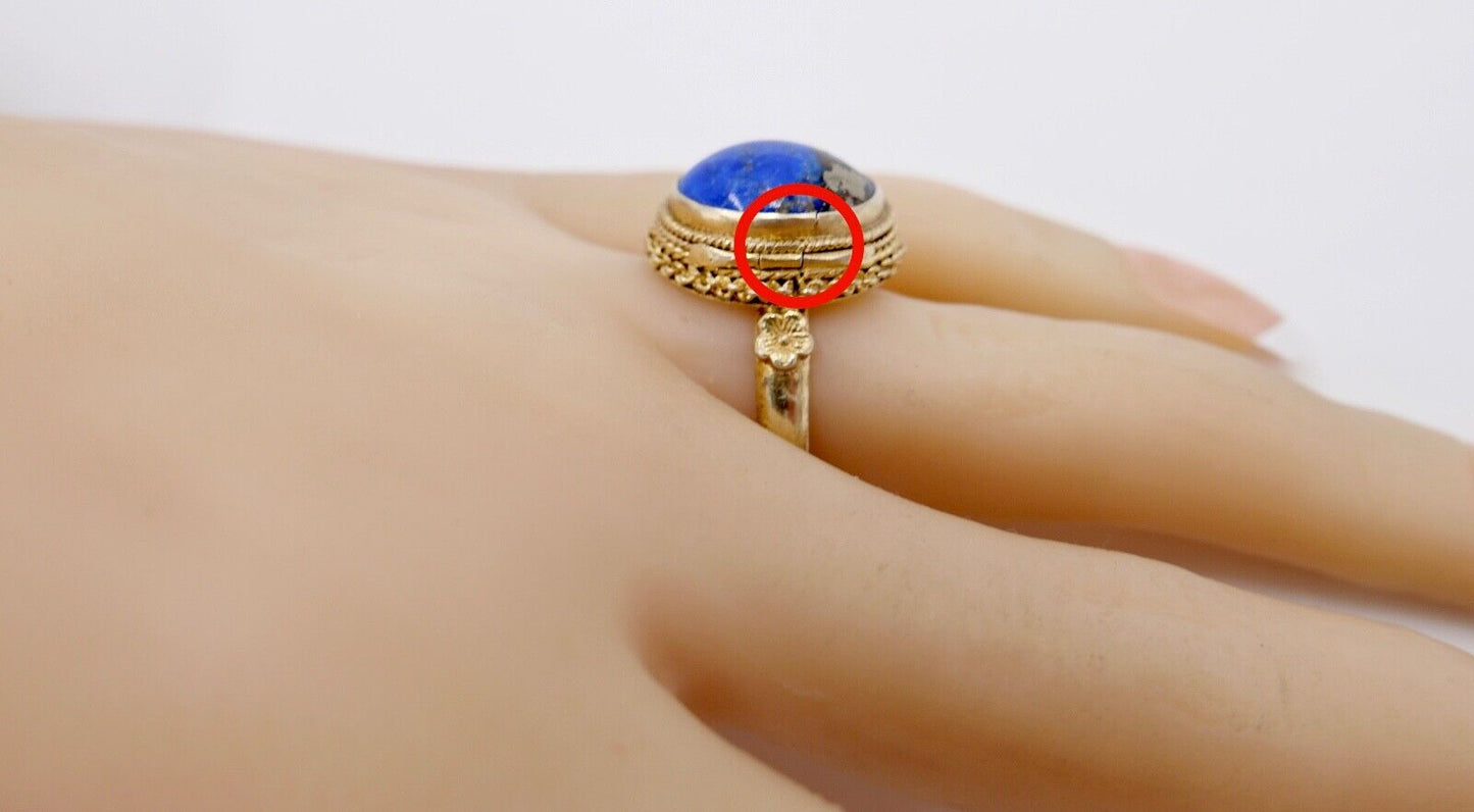 Lapislazuli Lapis Lazuli Ring Silber vergoldet 1960er Jahre China