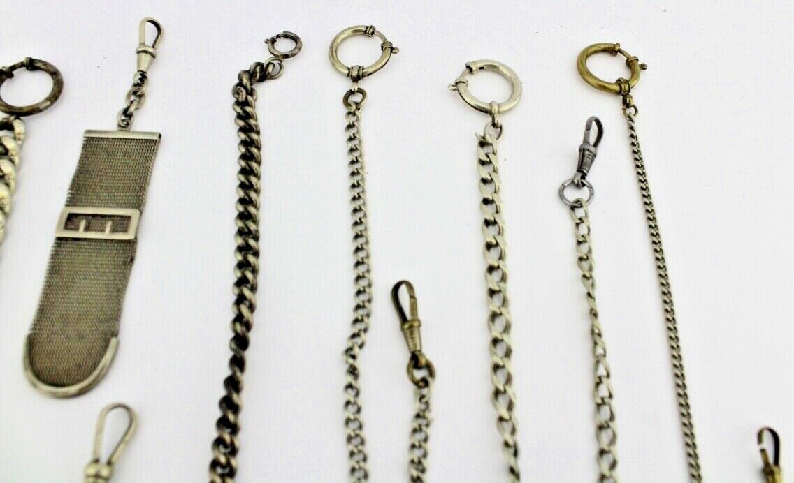 10 Antike Taschenuhr Kette watch Chain Silber versilbert Metall L&F Doppeladler