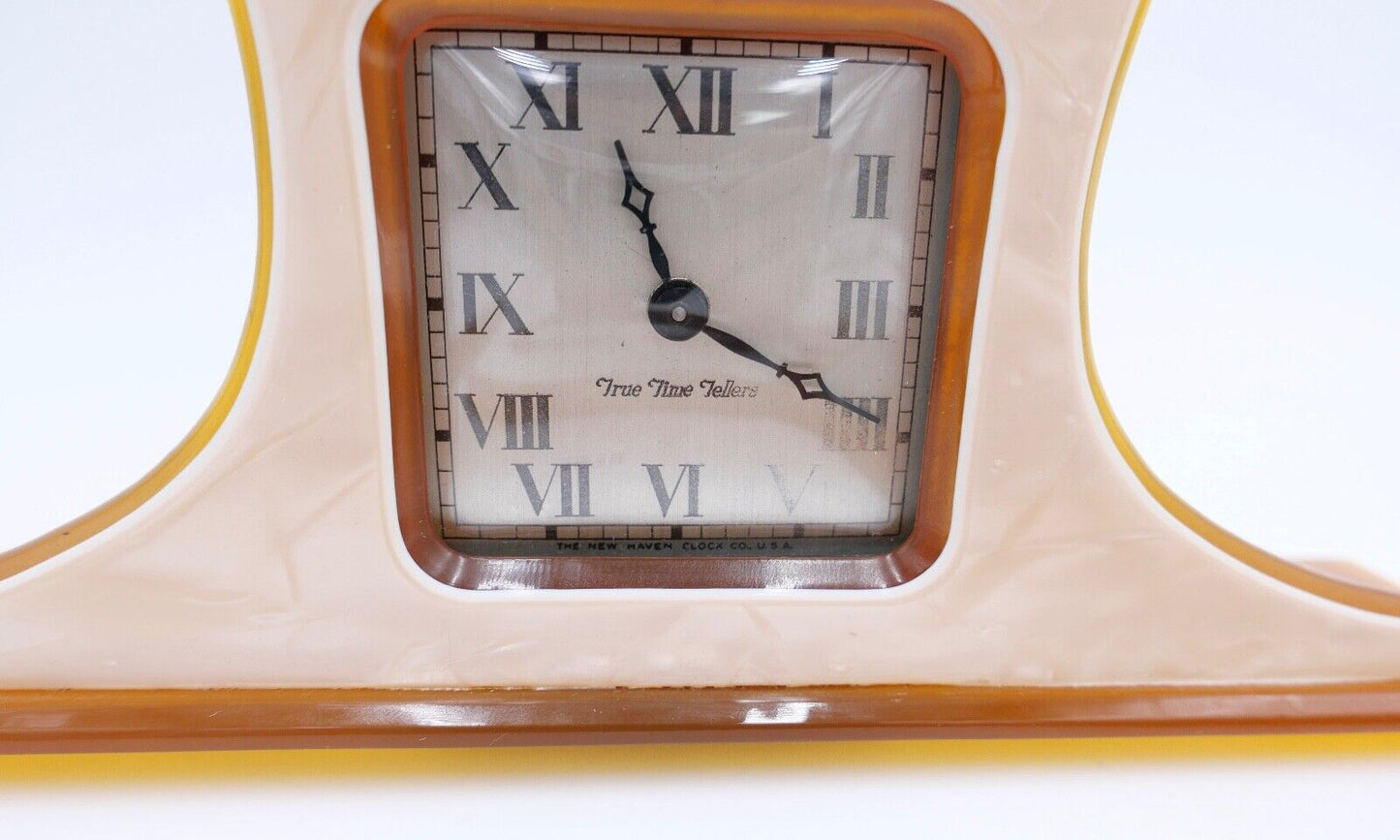 Altes Frisierset Bakelit / Zelluloid ART DECO 1930er Tischuhr TRUE TIME TELLERS