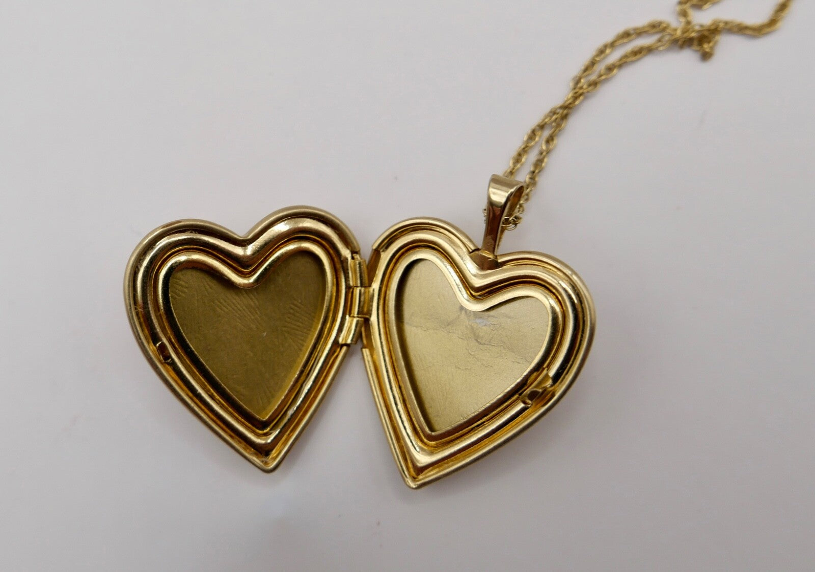 60er Kette 14K GF Herz Anhänger Christlichem Kreuz USA Foto Medaillon NEUwertig