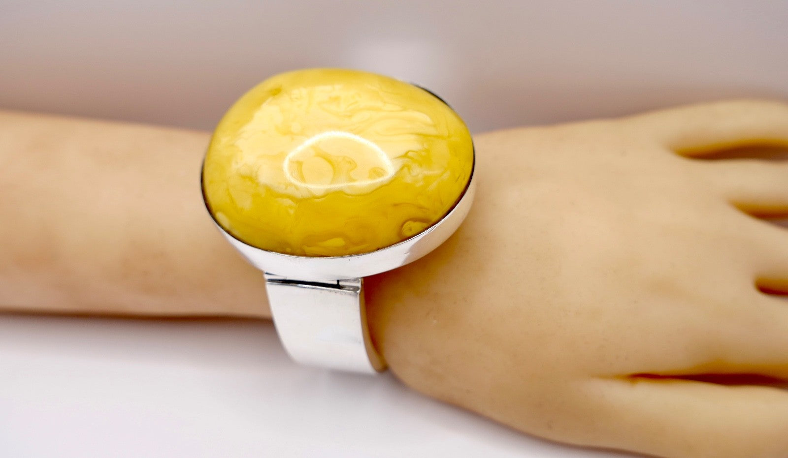 Großes Designer PU 925 Silber Bernstein Armband Armreif Danzig Gdansk Polen