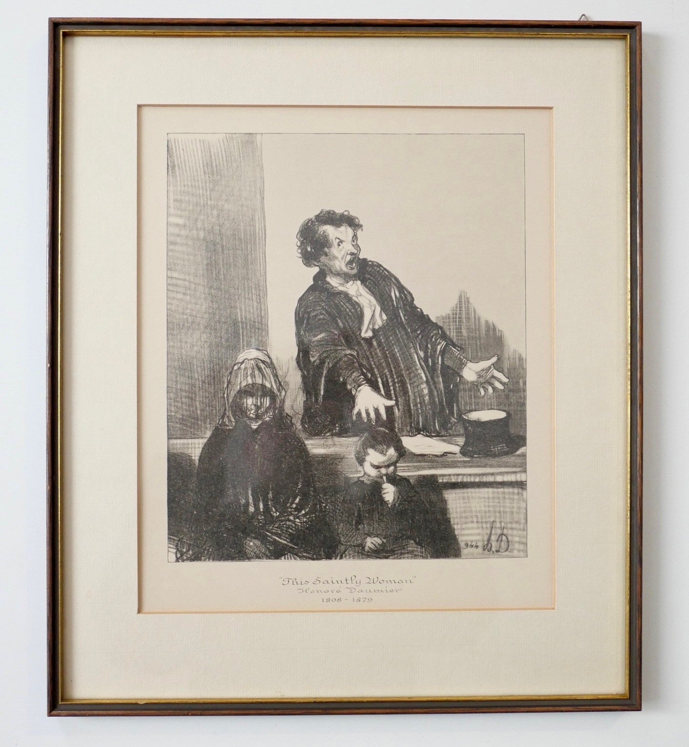 Honoré Daumier Lithographie This Saintly Woman 1846 gerahmt