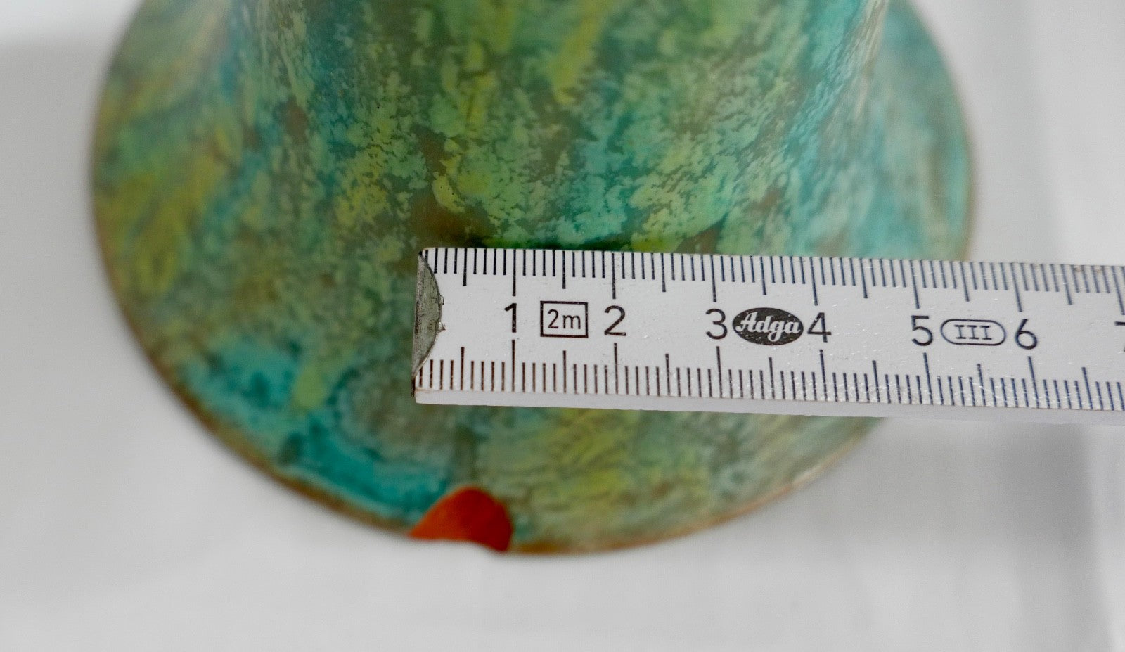 60er  70er Keramik Gerhard Liebenthron Blumenvase in grün gelb 14 cm