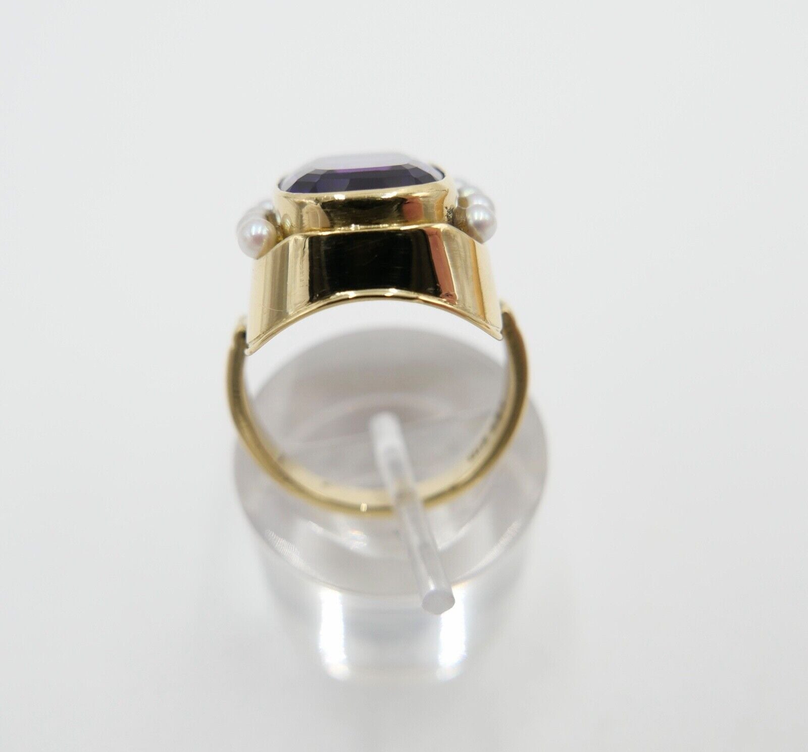 Eleganter Damen Gold Ring 750 em 18K Gr. 55 mit Amethyst & Perlen 9,78 Ct