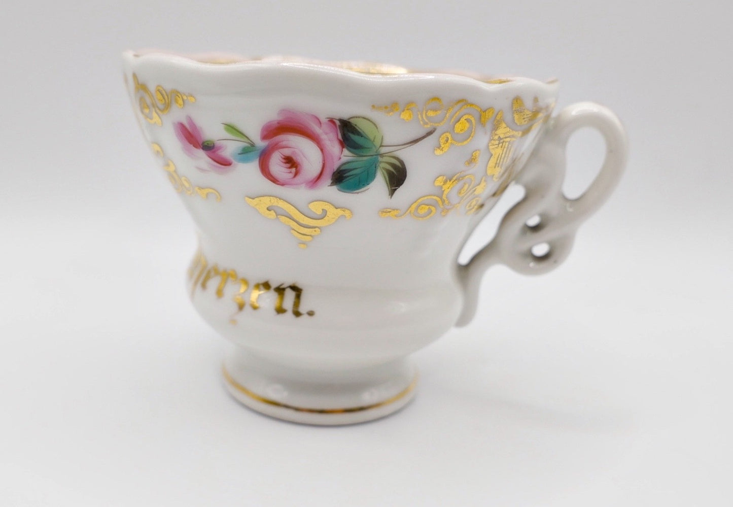 KPM Berlin Tasse Porzellan weiß Gold Blumen Aus gutem Herzen