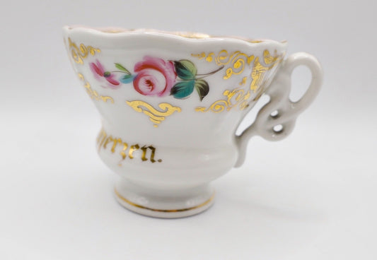 KPM Berlin Tasse Porzellan weiß Gold Blumen Aus gutem Herzen