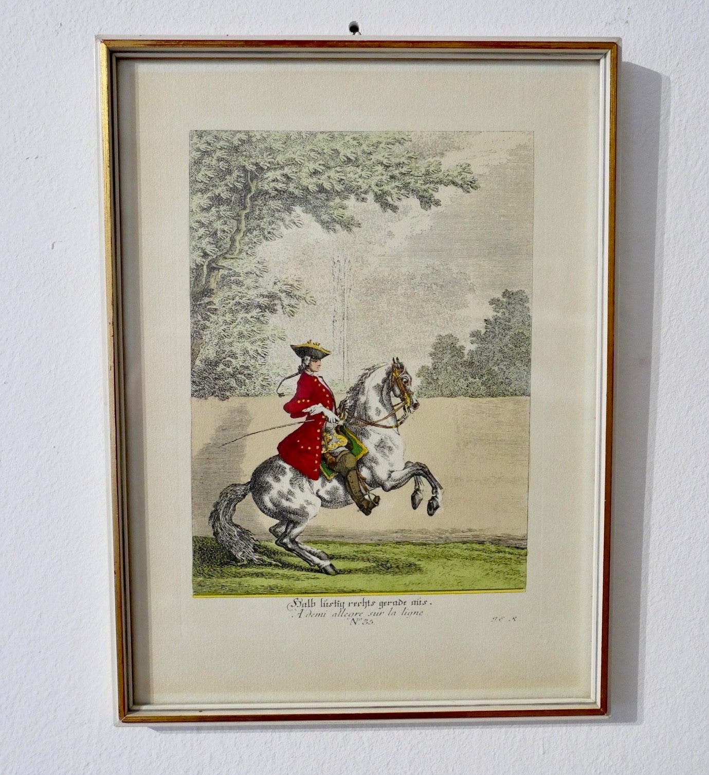 Kleine Reitschule Nr. 35 Halb lustig rechts gerade aus Johann Elias Ridinger