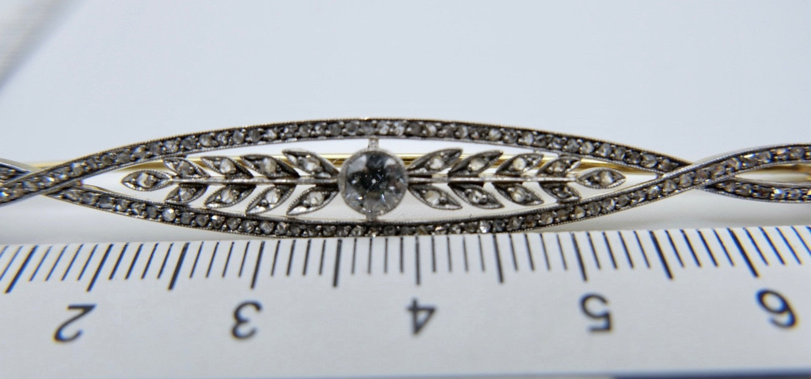 Floral antik Jugendstil Brosche Diamant 750 Gold Platin Altschliff Rosen 1,04Ctw