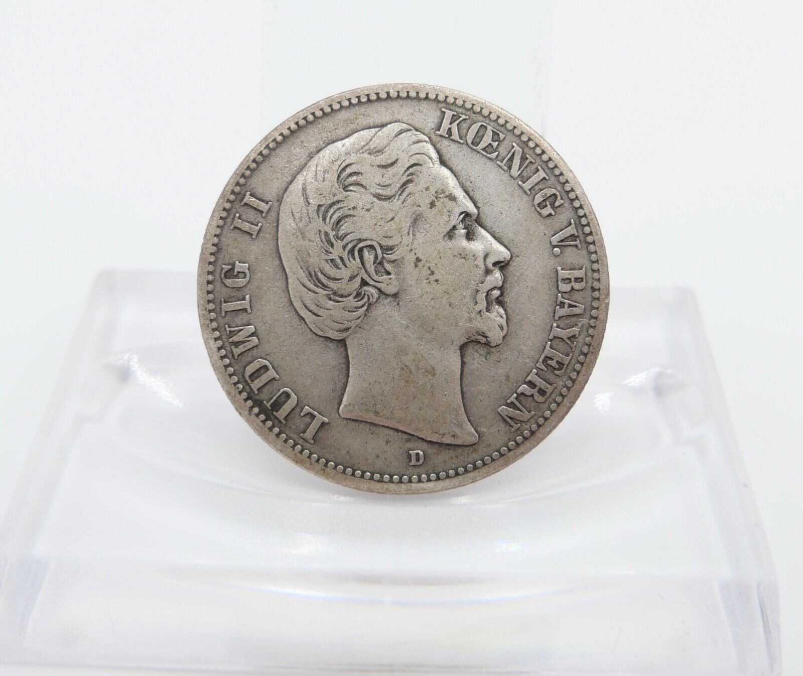 2 Mark 1876 D " Ludwig II. König von Bayern " ss - vz Jäger J.41 Silber