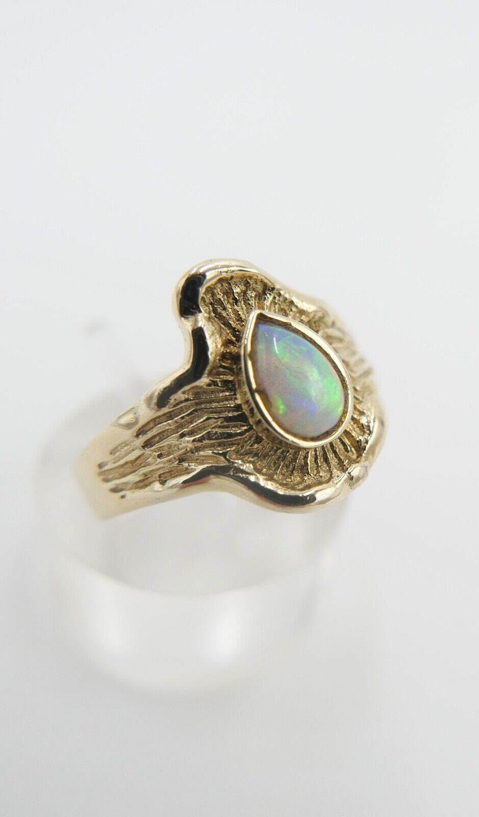 80er Jahre Damenring mit Opal Tropfenform Ring Gold 333 / 8K Gr. 59