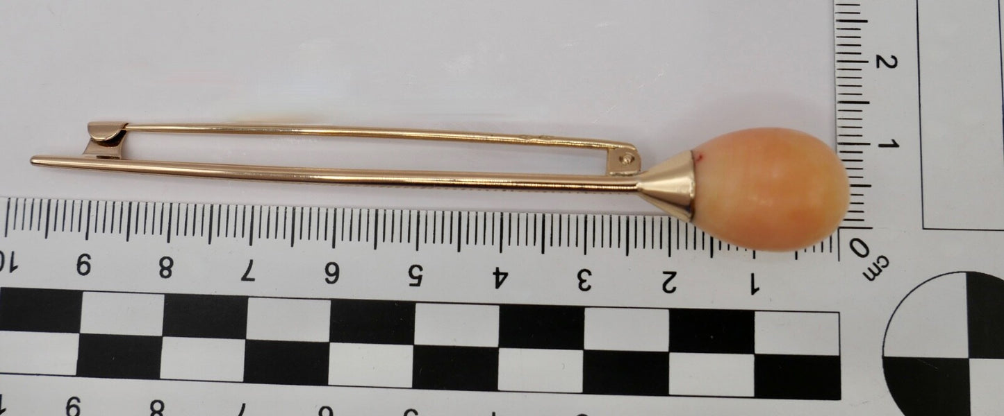 seltene große antike Rotgold Anstecknadel mit Koralle 585 Österreich