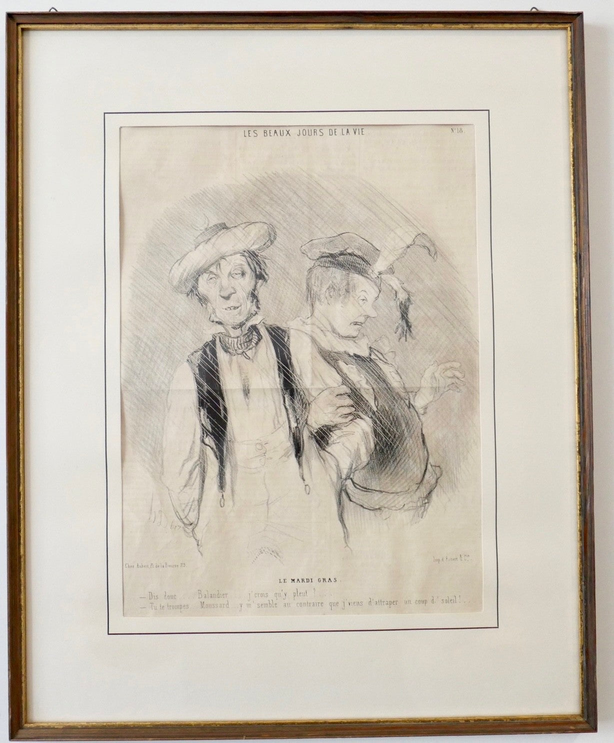 Honore Daumier Orig. Lithographie Le Mardi Gras (1844)
