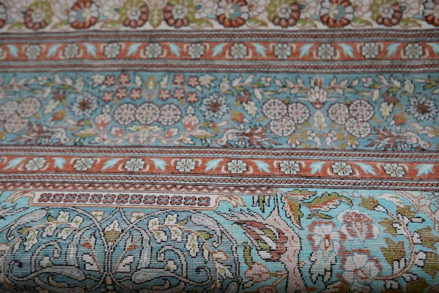 alter feiner Hereke Wandteppich Teppich  172x93 cm Seide Türkei 1 Mio. Knoten Qm