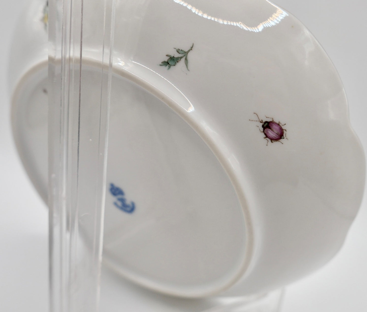 Ludwigsburg Porzellan Schälchen Schale Blumen Obst Dekor 17,5 cm Korbmuster