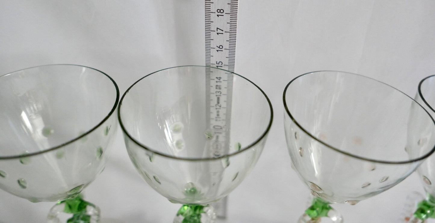 6x Lauscha Bimini Wein Glas Gläser Set Art Deco 14,8 cm buntes Traubenmotiv