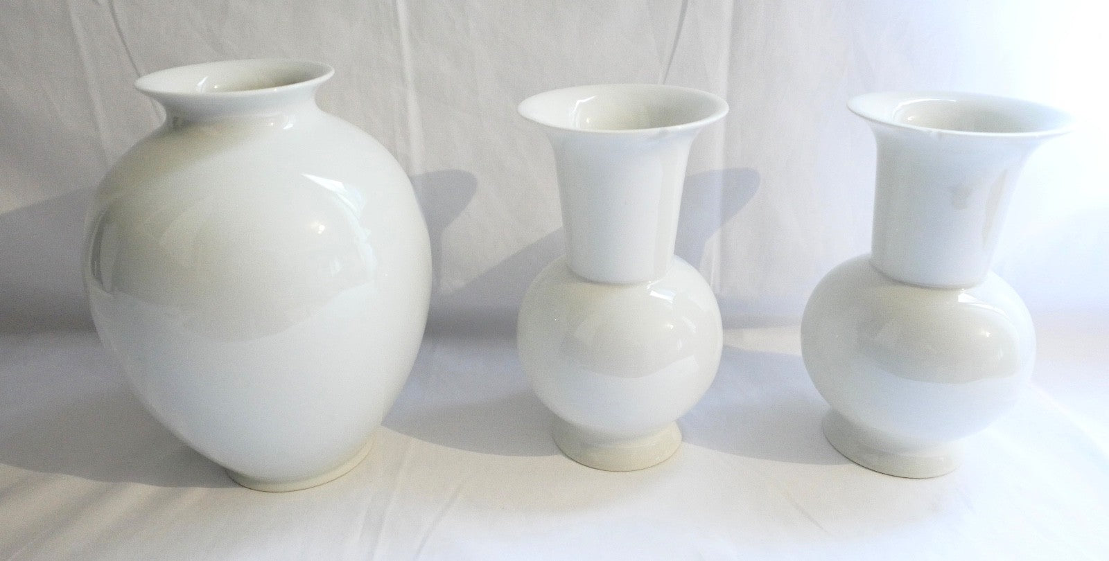 3x Ludwigsburg Porzellan Vasen Vase in weiß