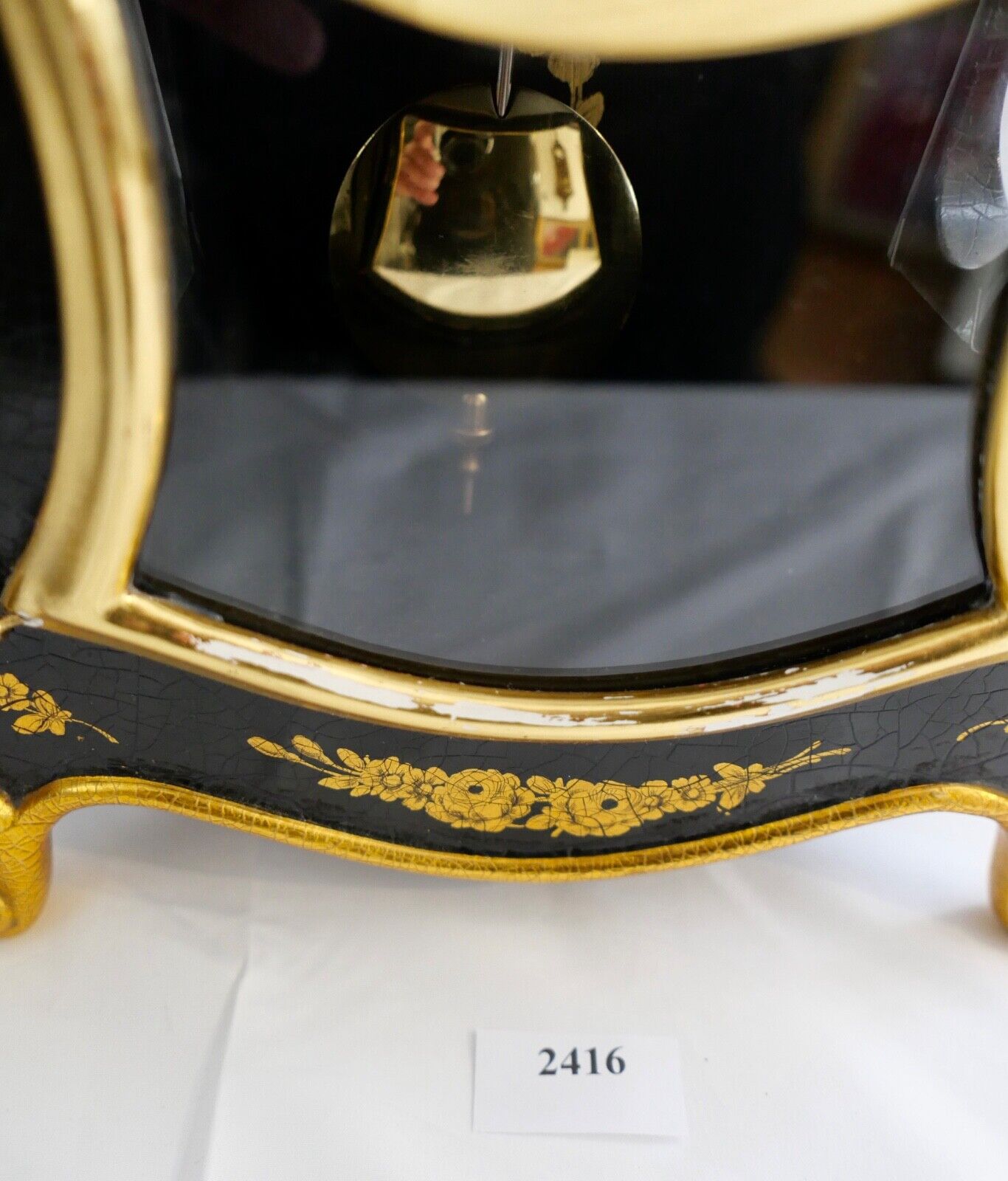 Große Pendule 43cm Tischuhr Kaminuhr La Châtelaine schwarz Gold Stil Louis XVI - Antikhandel-Stuttgart