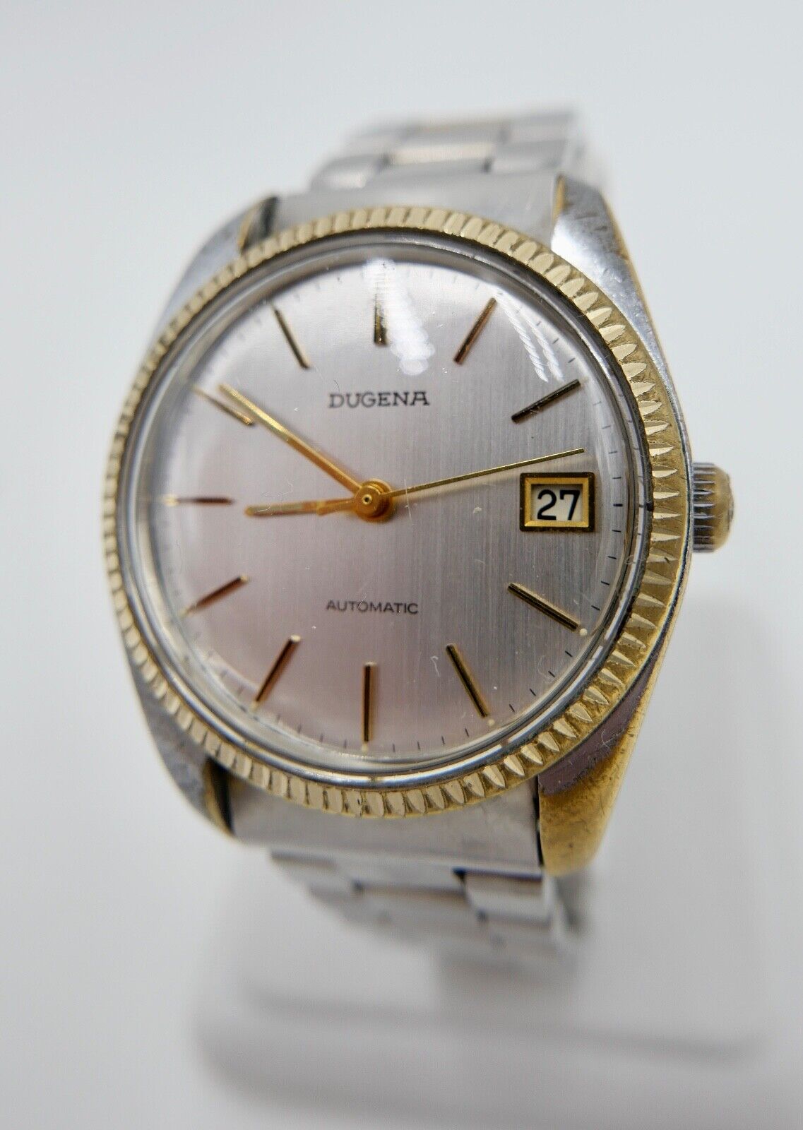 DUGENA 1970er Automatic Kal. PUW 1661S  2529 Stahl Gold Armbanduhr Datum