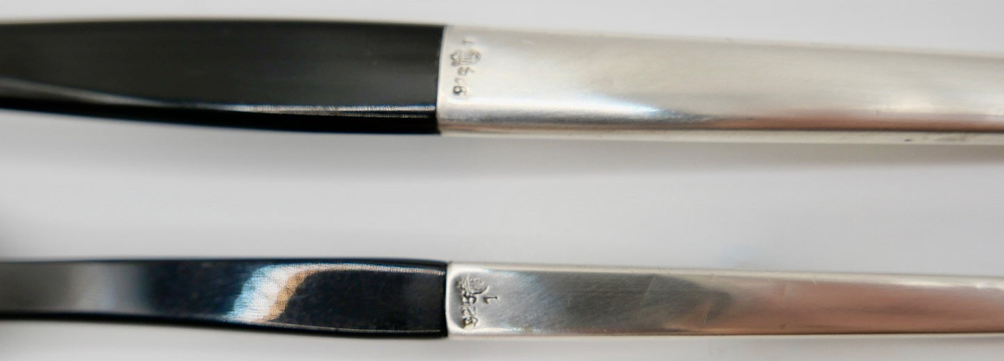 2 Tlg. Hermann Bauer Schwäbisch Gmünd Besteck 925 Silber Acryl Gabel Löffel