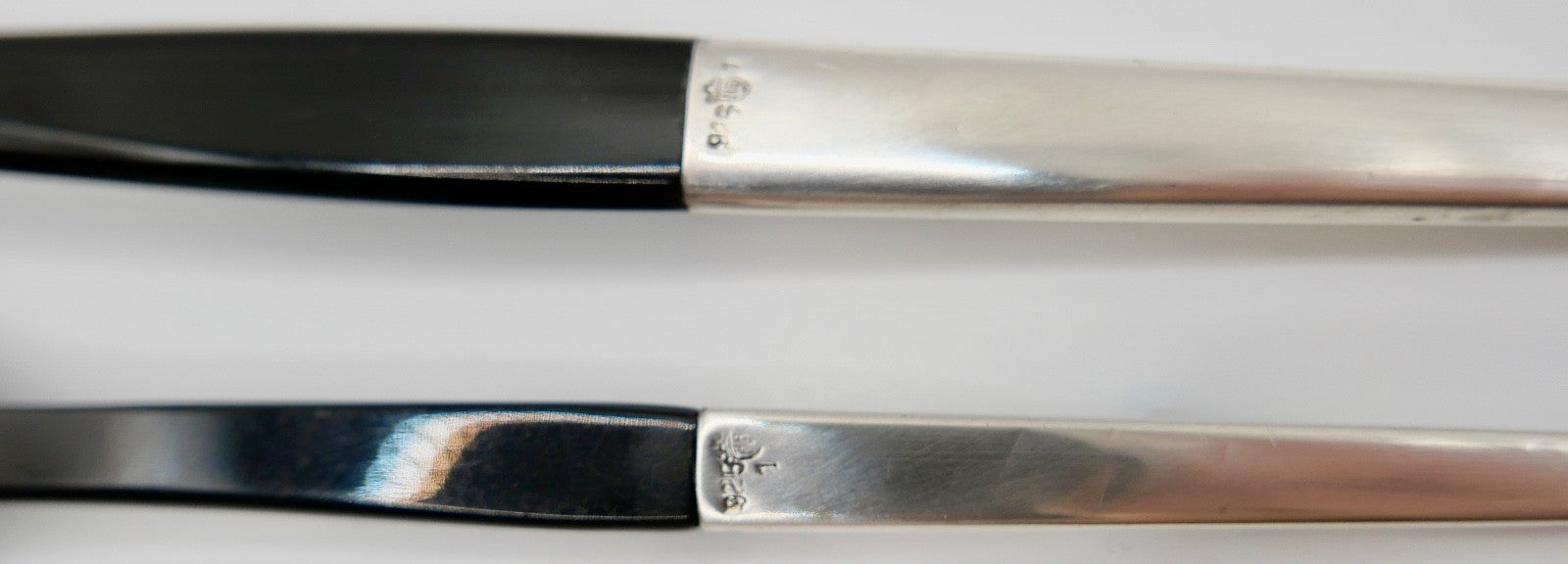 2 Tlg. Hermann Bauer Schwäbisch Gmünd Besteck 925 Silber Acryl Gabel Löffel