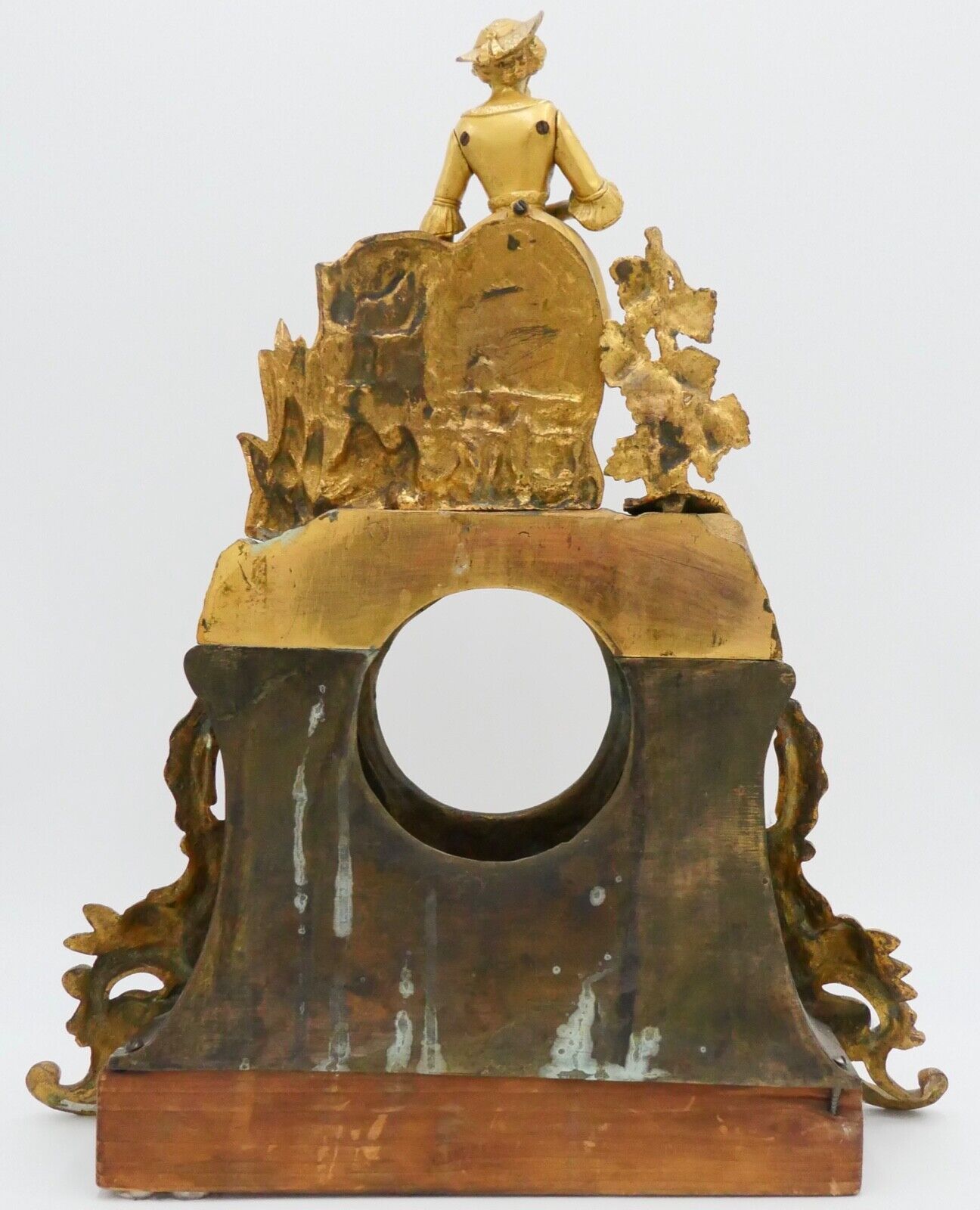 Gehäuse für Kaminuhr feuervergoldet 40 cm Höhe Weinbäuerin Messing Bronze