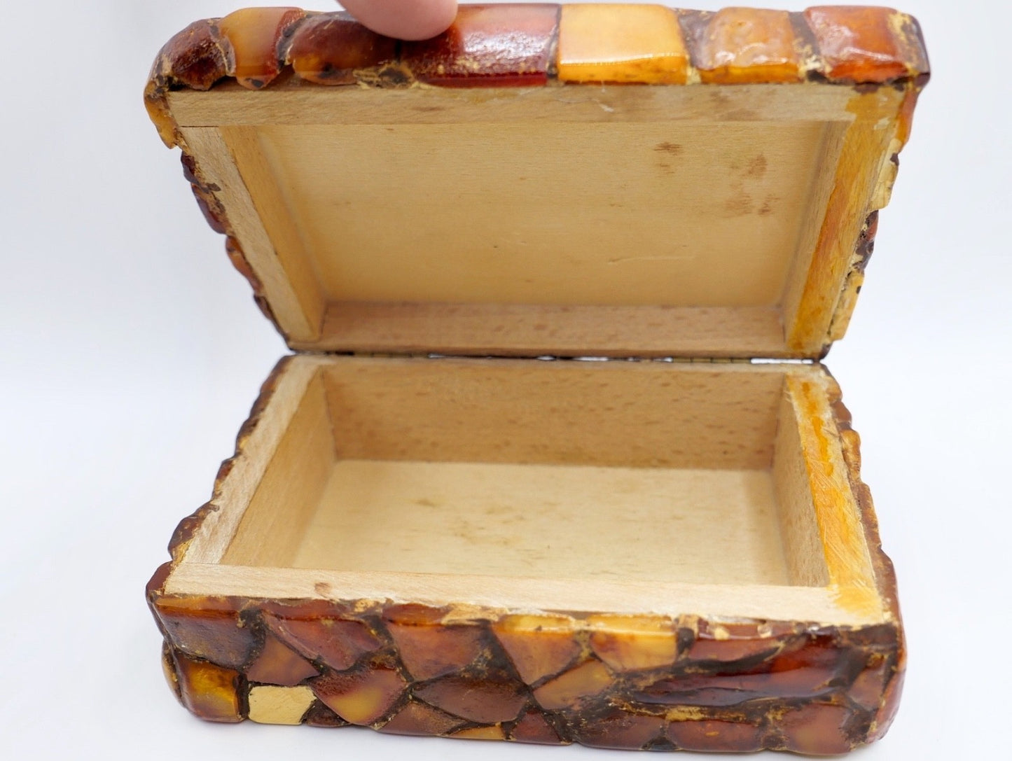 alte Bernstein Schmuckschatulle Box Schatulle 14,8 x 10,5 cm butterscotch