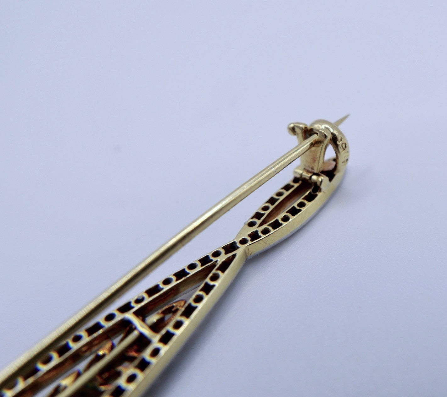 Floral antik Jugendstil Brosche Diamant 750 Gold Platin Altschliff Rosen 1,04Ctw
