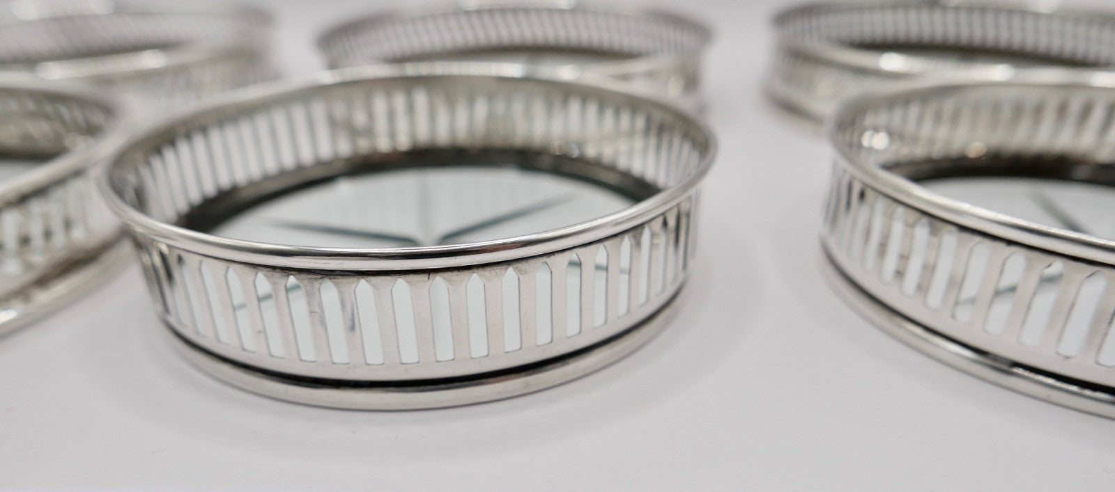 6 Glas Untersetzer Sterling Silber mit Kristall 145B