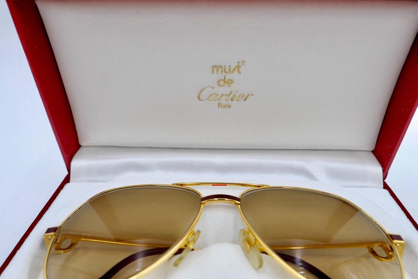 Must de Cartier VENDOME LAQUE 140 59/16 Sonnenbrille / Brille Gold 1980er Etui