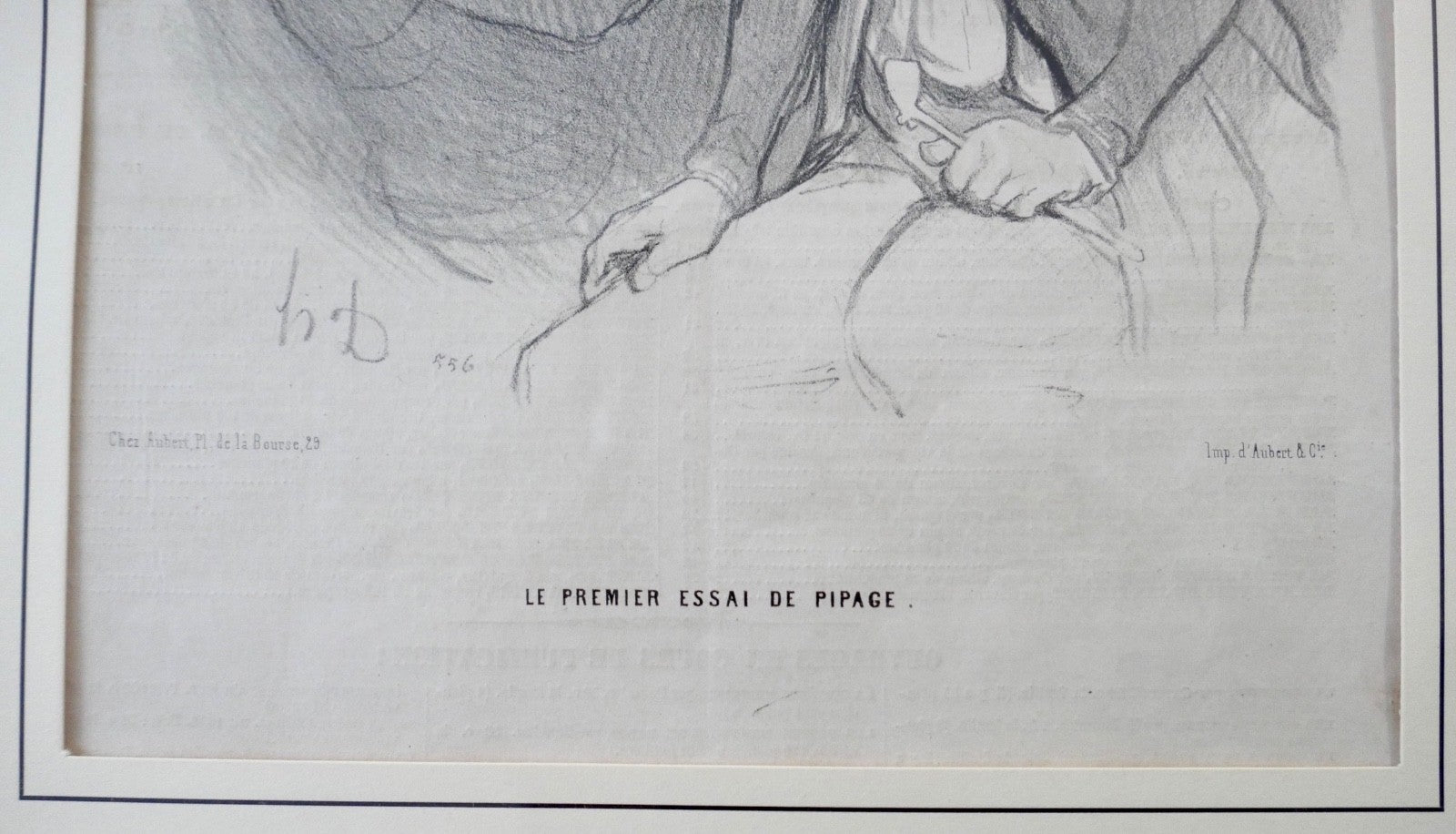 Honore Daumier Lithographie Le Premier Essai de Pipage (1844)