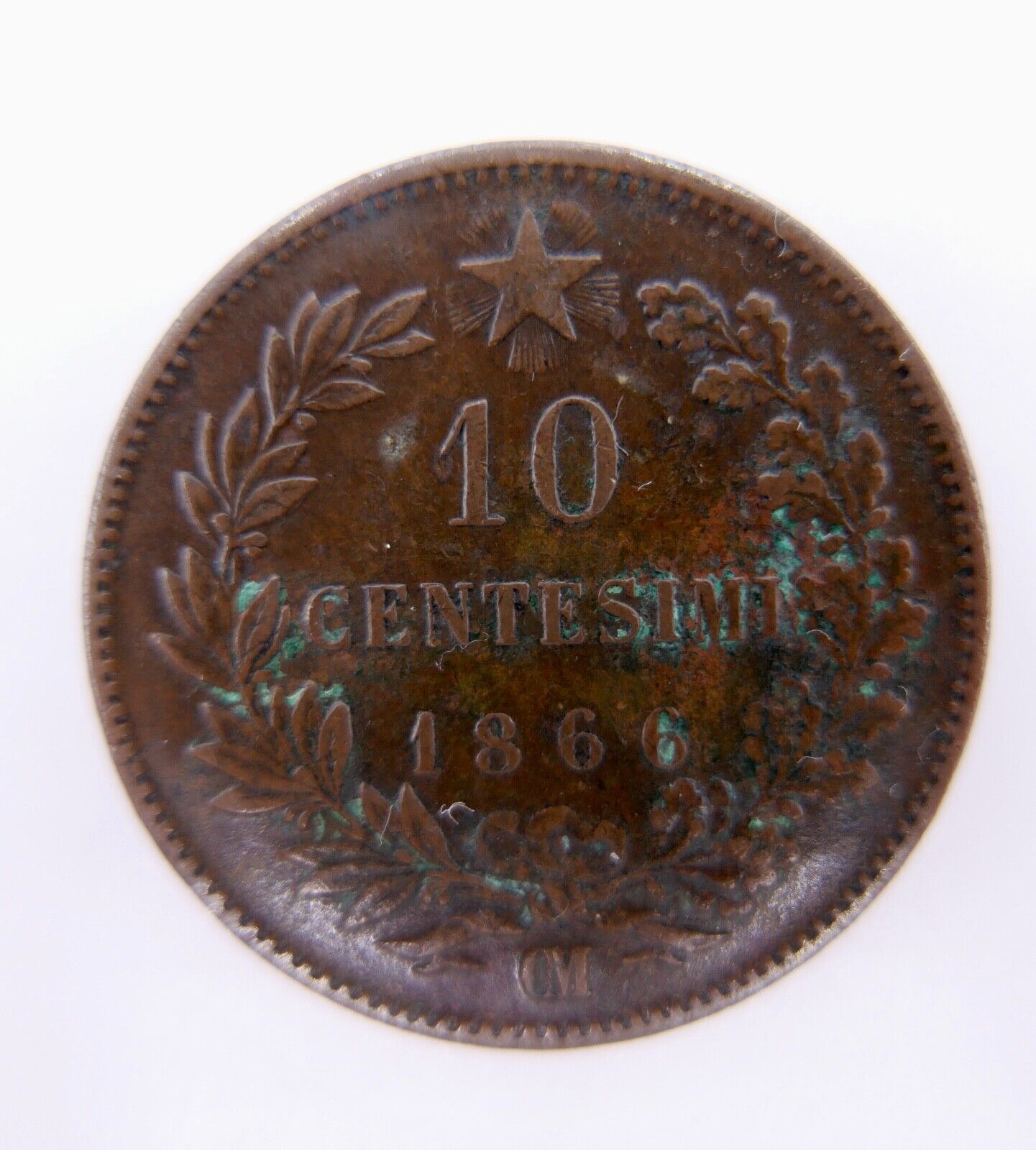 Münze Italien 10 Centesimi 1866 OM Vittorio Emanuele II.     ss-vz