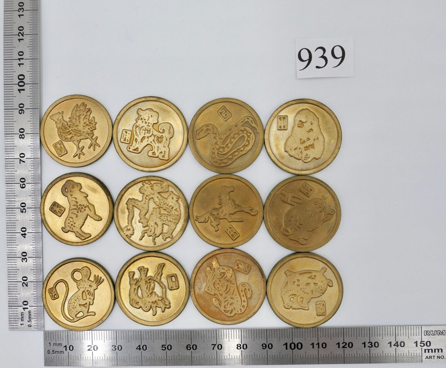 12x China Token Tierkreiszeichen Medaillen Posten - Antikhandel-Stuttgart