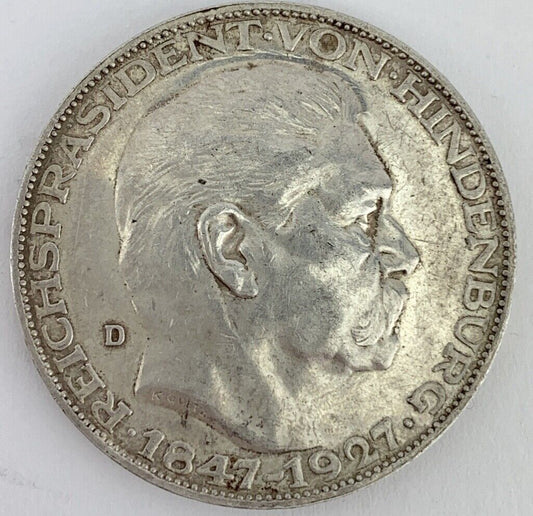 Reichspräsident Paul von Hindenburg Heraldik Wappen Silber Medaille 1847 1927 D