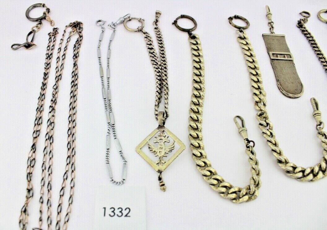 10 Antike Taschenuhr Kette watch Chain Silber versilbert Metall L&F Doppeladler