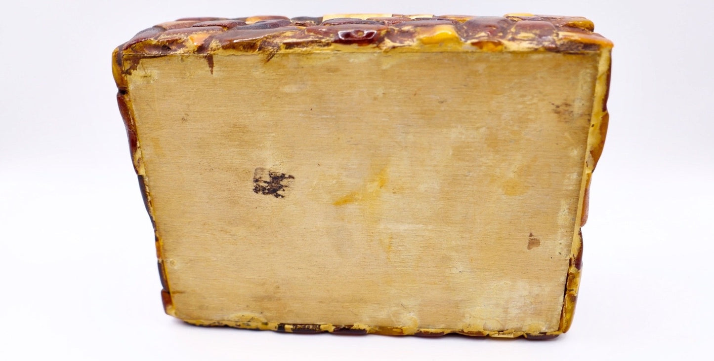 alte Bernstein Schmuckschatulle Box Schatulle 14,8 x 10,5 cm butterscotch