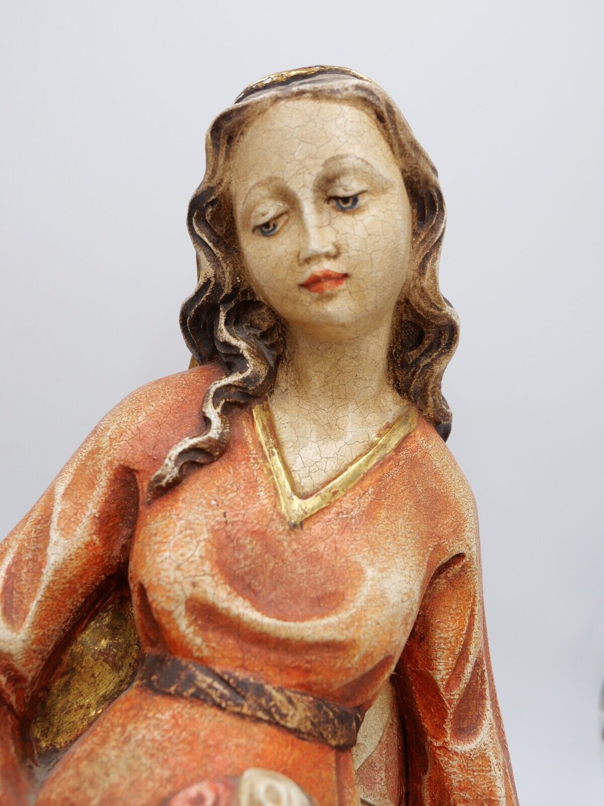 Alte Holzfigur 53cm Holz Heilige Elisabeth Schnitzer Adolf Kasslatter SÜDTIROL