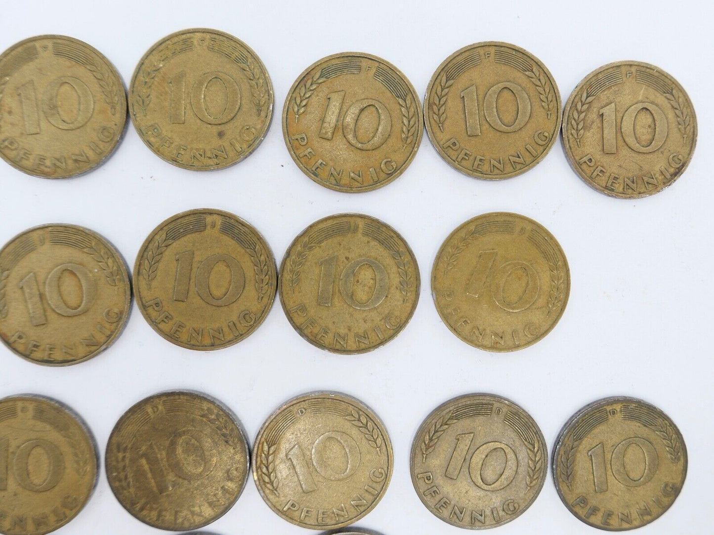 21x 10 Pfennig 1949 D F G J Jäger J. 378 ss-vz