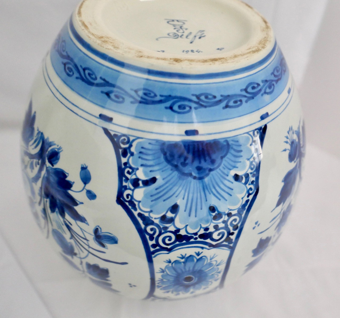altes Deckelgefäß Ingwertopt Delft 1924 Maler AB