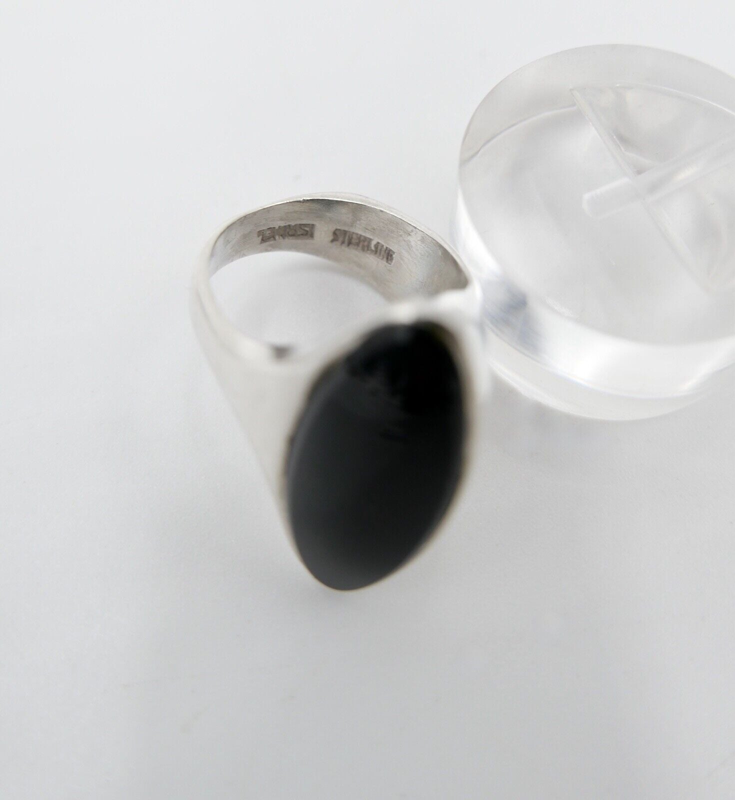 80er Silberrring Damen asymmetrisch skulpturale Ring ONYX Gr. 50 Silber 925