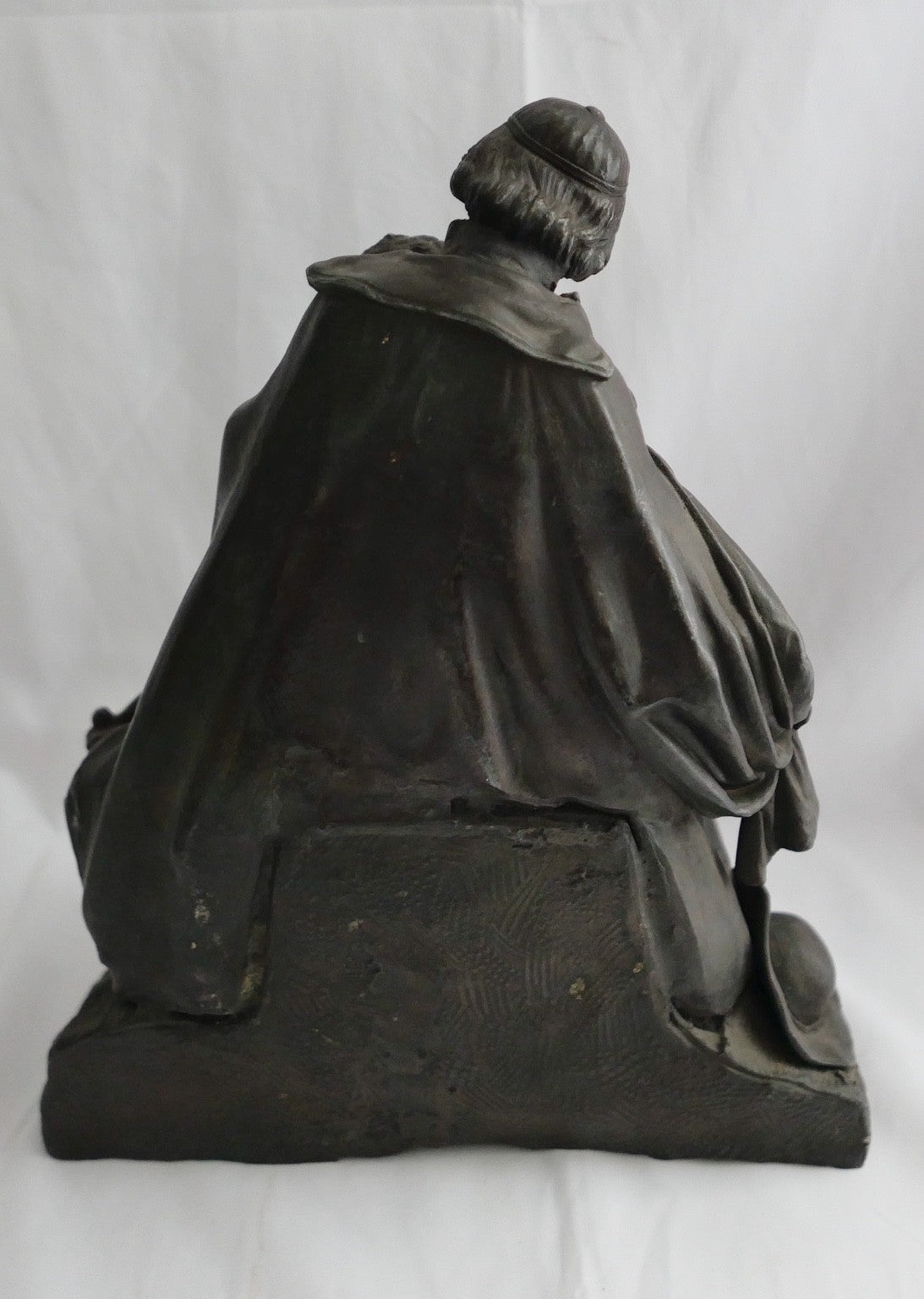 Antike Skulptur Heiliger mit Kind Bronze Optik Sakrale Kunst St. Vincent de Paul