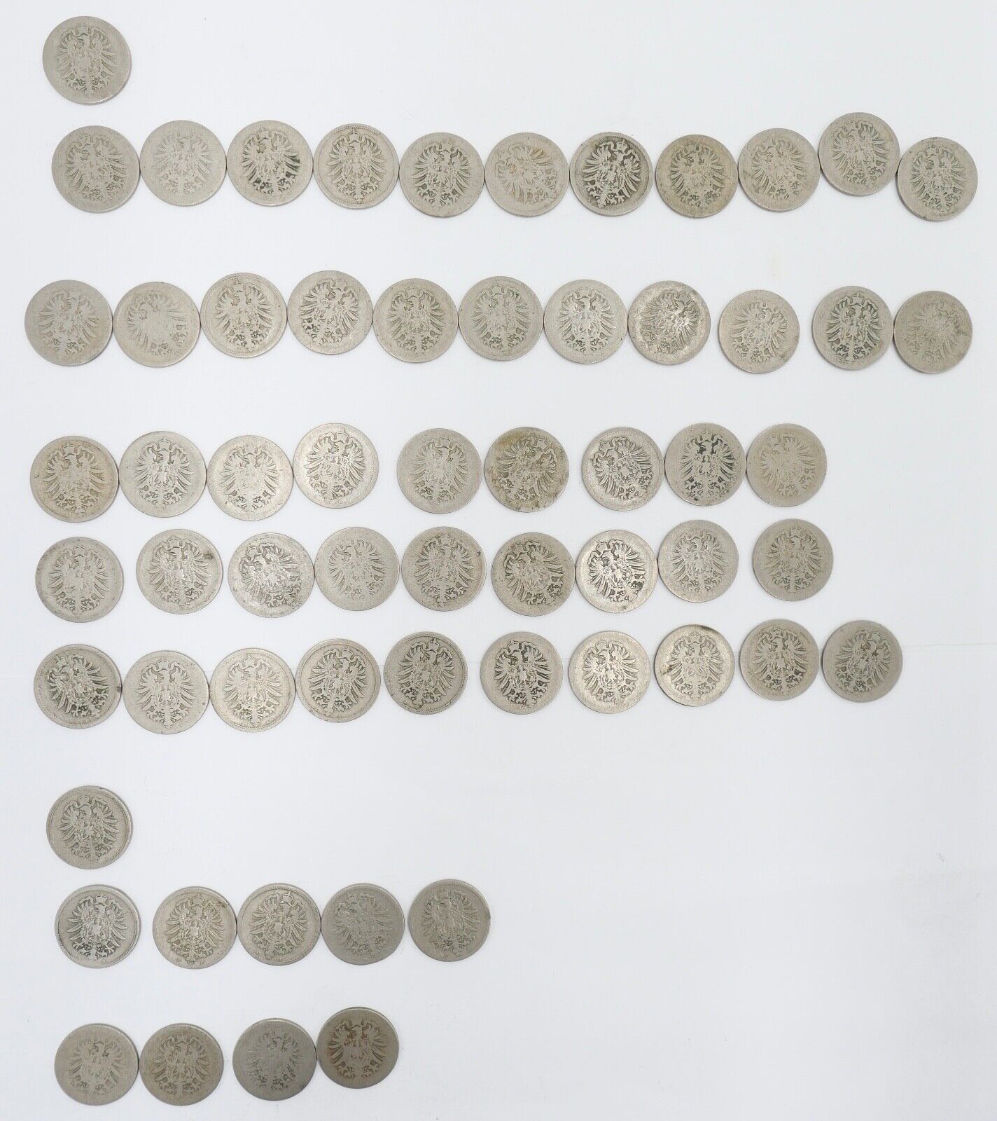 63x 10 Reichspfennig  1873 1875 1876 1888 Jäger J.4 s-ss