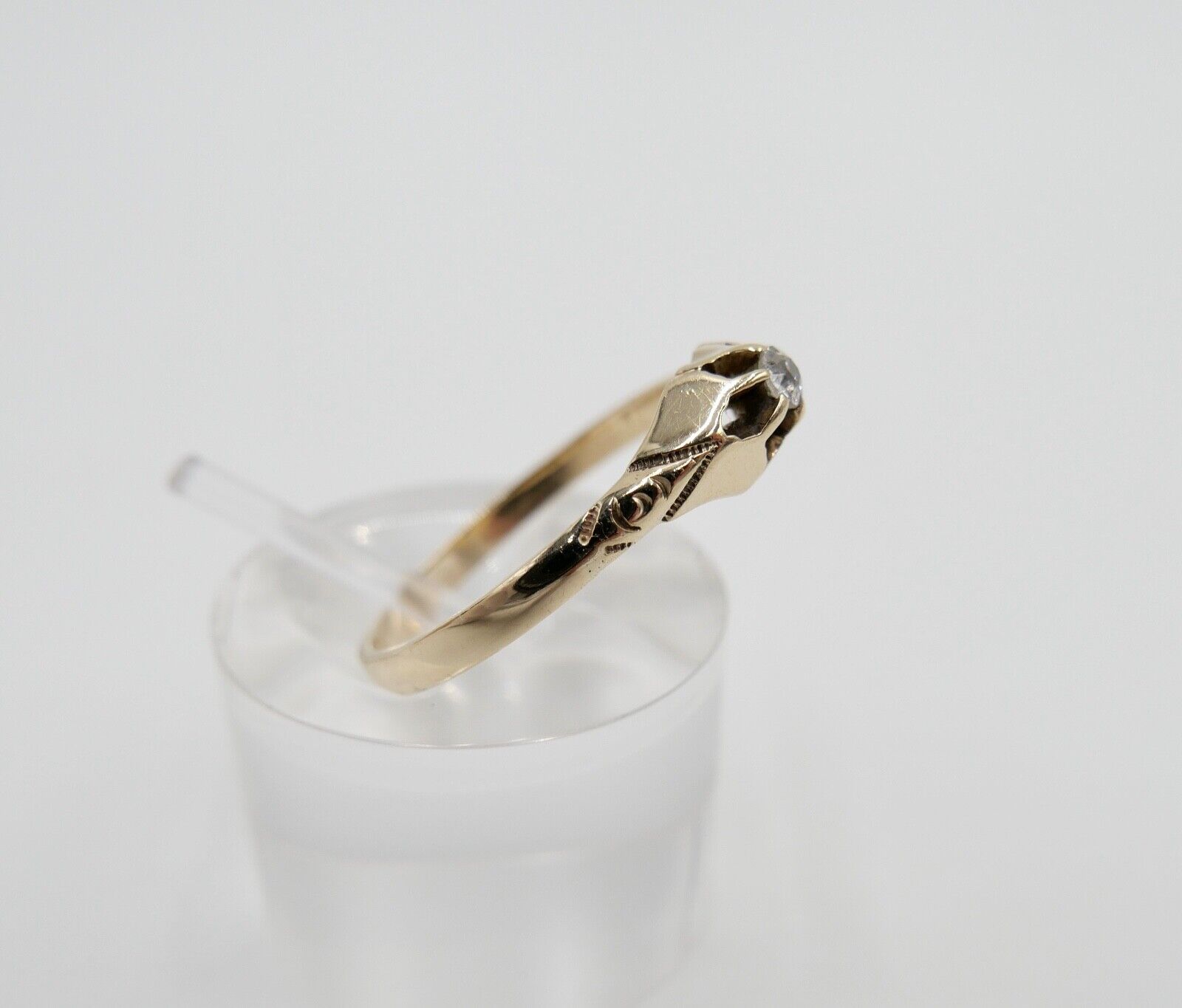 Antik um 1900 Jugendstil Solitär Ring Gold 333 Diamant Damenring Gr. 58